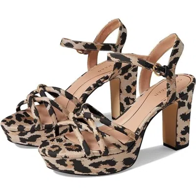 Cole Haan Women's  Grove Leopard Print Ankle Strap Platform Sandals Zap1851 In White