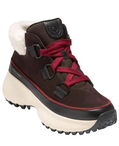 Cole Haan Women's  Zerogrand Flurry Dark Chocolate Faux Fur Hiker Boots Jobb550 In Brown