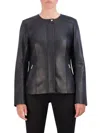 COLE HAAN WOMEN'S COLLARLESS LEATHER JACKET