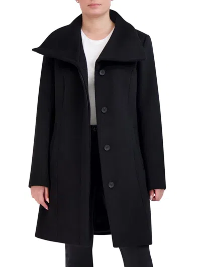 COLE HAAN WOMEN'S CONVERTIBLE COLLAR WOOL BLEND COAT
