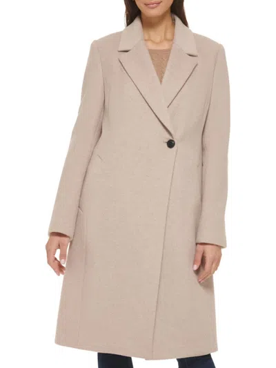 Cole Haan Women's Double Breasted Wool Blend Coat In Beige