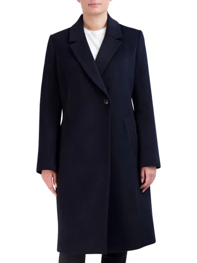 Cole Haan Women's Double Breasted Wool Blend Coat In Midnight