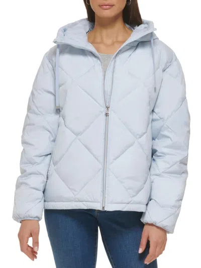 COLE HAAN WOMEN'S DOWN BLEND HOODED PUFFER JACKET