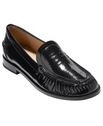 Cole Haan Women's Dreya Venetian Slip-on Loafers In Black Crinkle Patent Leather