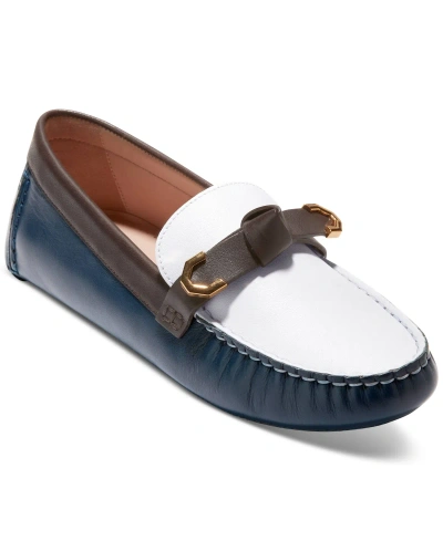 Cole Haan Women's Evelyn Bow Driver Loafers In Ivory,dark Chocolate,blue Wing Teal Le