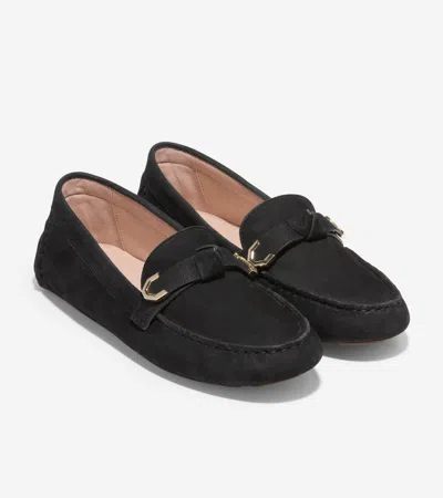 Cole Haan Evelyn Bow Leather Driver In Black