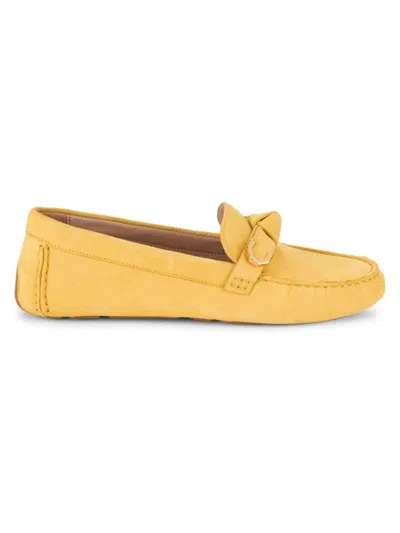 Cole Haan Women's Evelyn Bow Suede Driving Loafers In Yellow