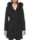 Cole Haan Women's Faux Fur & Wool Blend Coat In Black