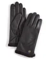 COLE HAAN WOMEN'S FAUX-FUR-LINED LEATHER GLOVES