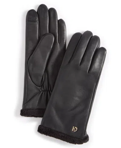 Cole Haan Women's Faux-fur-lined Leather Gloves In Black