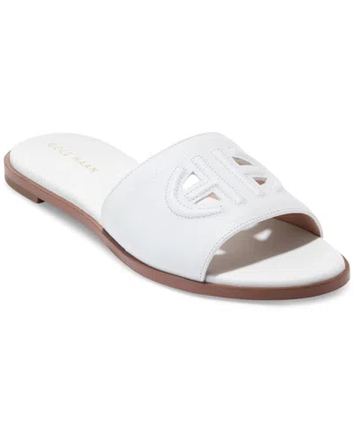 Cole Haan Women's Flynn Logo Slide Sandals In White Leather