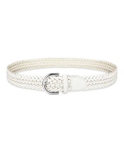 Cole Haan Women's Fully Adjustable Braided Leather Belt In White