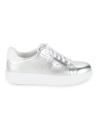 Cole Haan Women's Gc Joy Metallic Leather Sneakers In Silver