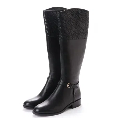 Cole Haan Women's Genevieve Woven Leather Riding Boots In Black In Multi