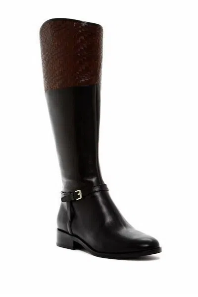 Cole Haan Women's Genevieve Woven Leather Riding Boots In Black/brown