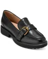 Cole Haan Women's Carlitta Monk Strap Lug Oxford Loafers In Black Leather