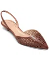 Cole Haan Gilda Pointed Toe Slingback Pump In Dark Cuoio Perforated Leather