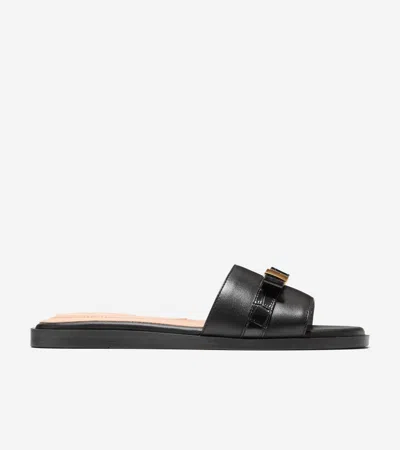 Cole Haan Go-to Emalia Slide Bow Leather Sandal In Black