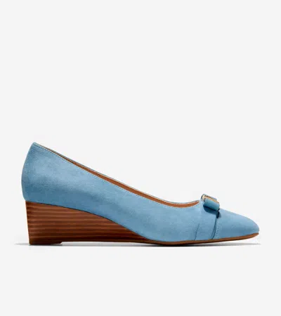 Cole Haan Women's Go-to Malta Bow Wedges - Medium Blue Size 9