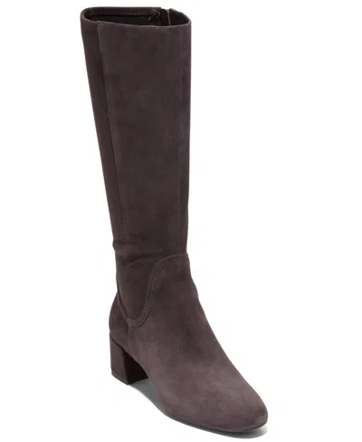 Cole Haan Women's Go-to-serenna Block Heel Tall Shaft Dress Boots In Dark Chocolate Suede