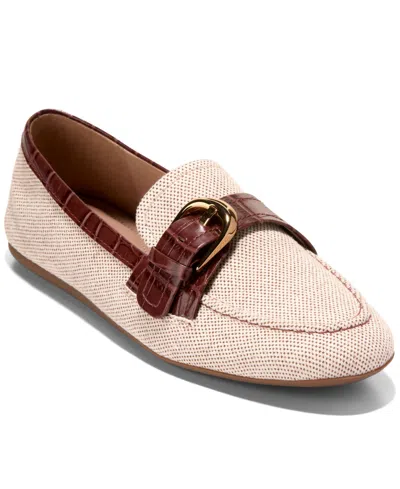Cole Haan Women's Grand Ambition Alette Slip-on Buckle Loafers In Natural Canvas,mahogany Croc Leather