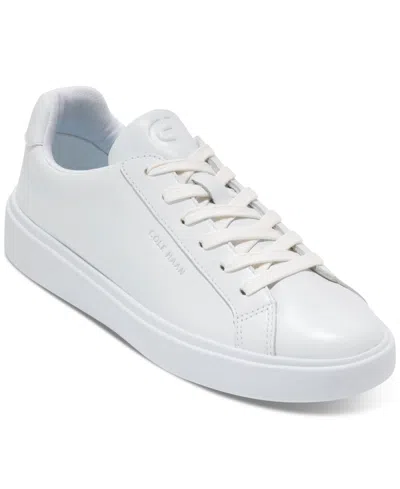 Cole Haan Women's Grand Crosscourt Daily Lace-up Low-top Sneakers In White,argento