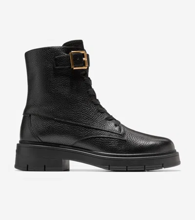 Cole Haan Women's Grand Flex Fenella Buckle Lace-up Waterproof Booties - Black Size 10
