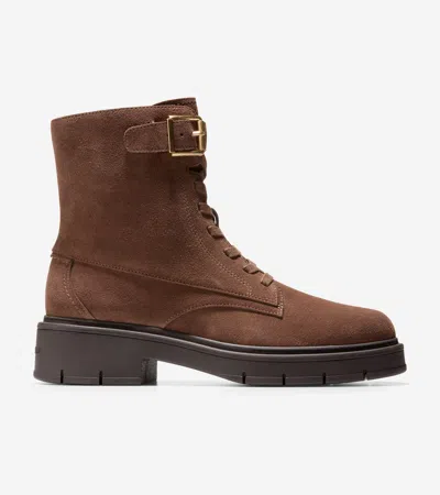 Cole Haan Women's Grand Flex Fenella Buckle Lace-up Waterproof Booties - Brown Size 10