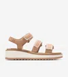 Cole Haan Women's Grandprø Daylin Wedge Triple Strap Sandals - Beige Size 7.5