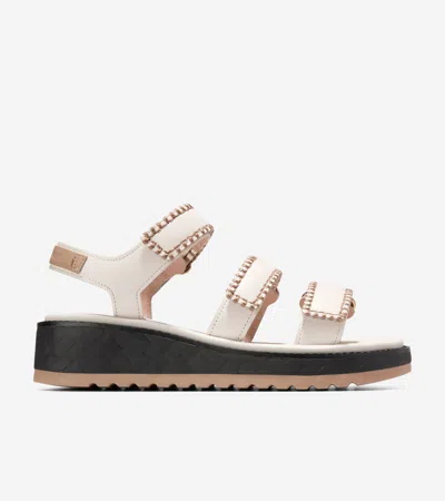 Cole Haan Women's Grandprø Daylin Wedge Triple Strap Sandals - Beige Size 9