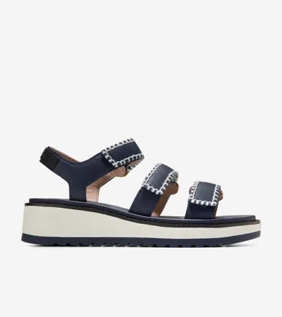 Cole Haan Women's Grandprø Daylin Wedge Triple Strap Sandals - Blue Size 9