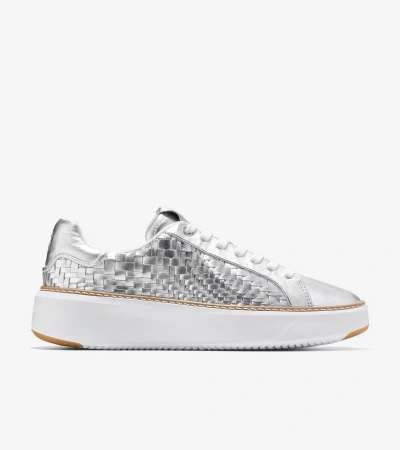 Cole Haan Women's Grandprø Topspin Sneaker In Silver Genevieve Weave-optic White