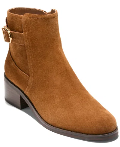 Cole Haan Women's Haddie Full-zip Buckle Ankle Booties In Tobacco Suede