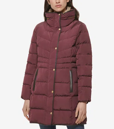 Cole Haan Women's Hidden Hood Puffer Coat - Red Size Xs