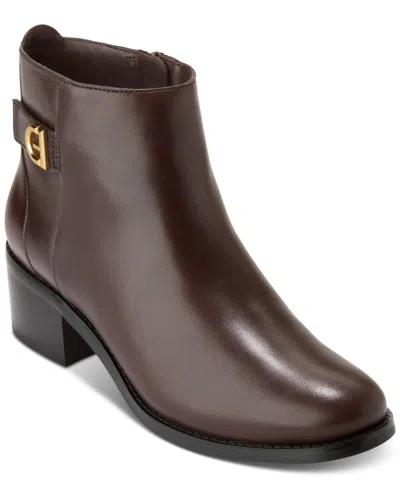 Cole Haan Holis Buckle Womens Suede Ankle Booties In Chocolate Madeira