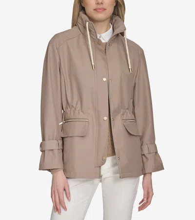 Cole Haan Women's Hooded Barn Jacket - Beige Size Small