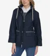 Cole Haan Oversized Pinstripe Rain Jacket In Blue
