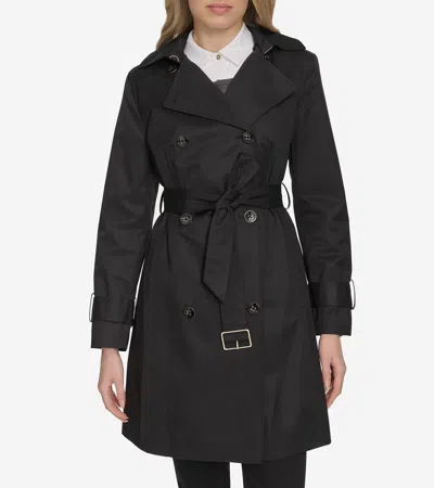 Cole Haan Zip-up Trench Coat In Black