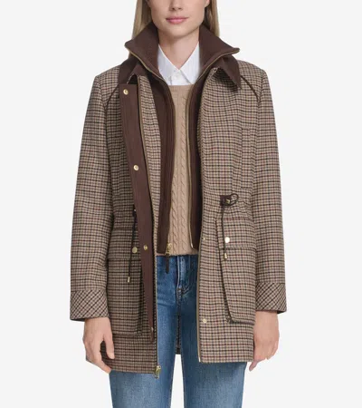 Cole Haan Women's Houndstooth Wool Hunter Jacket - Brown Size 10 In Black