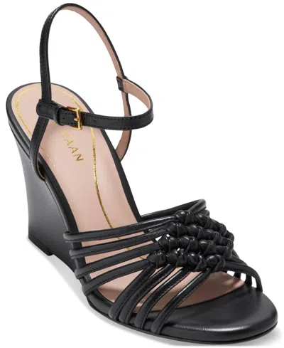 Cole Haan Women's Jitney Knot Wedge Sandals In Black Leather