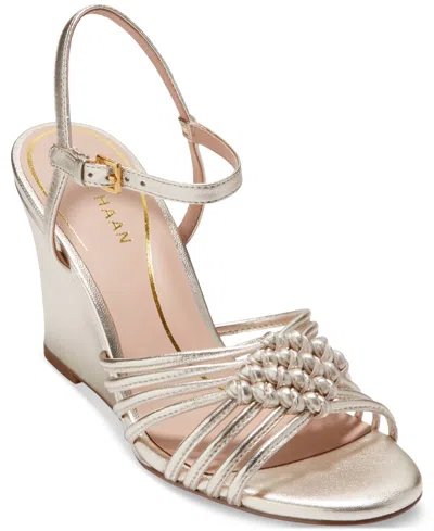 Cole Haan Women's Jitney Knot Wedge Sandals In Soft Gold Leather
