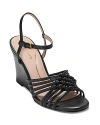 Cole Haan Jitney Knot Ankle Strap Wedge Sandal In Black Leather