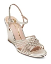 Cole Haan Jitney Knot Ankle Strap Wedge Sandal In Soft Gold