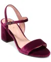 Cole Haan Josie Scalloped Block Heel Sandal In Wine Velvet