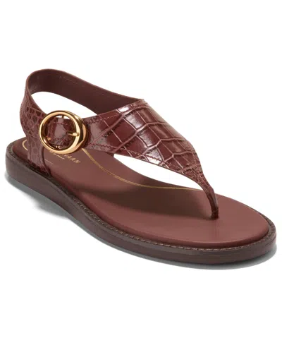 Cole Haan Women's Kami Buckle Thong Sandals In Mahogany Crocodile Print Leather