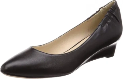 Pre-owned Cole Haan Women's Kathryn Wedge 40mm Pump In Black Leather