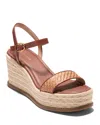 Cole Haan Keeton Cloudfeel Espadrille Ankle Strap Platform Wedge Sandal In Tan Raffia