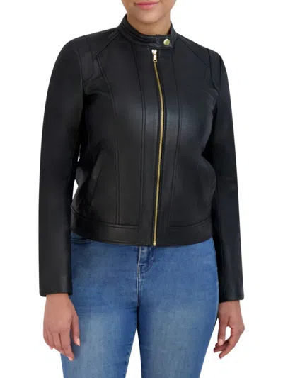 Cole Haan Women's Leather Moto Jacket In Black