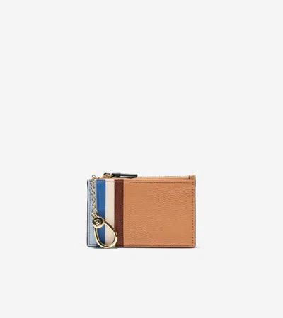 Cole Haan Women's Leather Zip Card Case - Blue In Brown