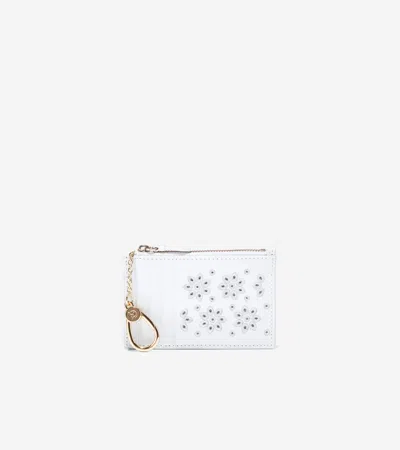 Cole Haan Women's Leather Zip Card Case - Blue In White